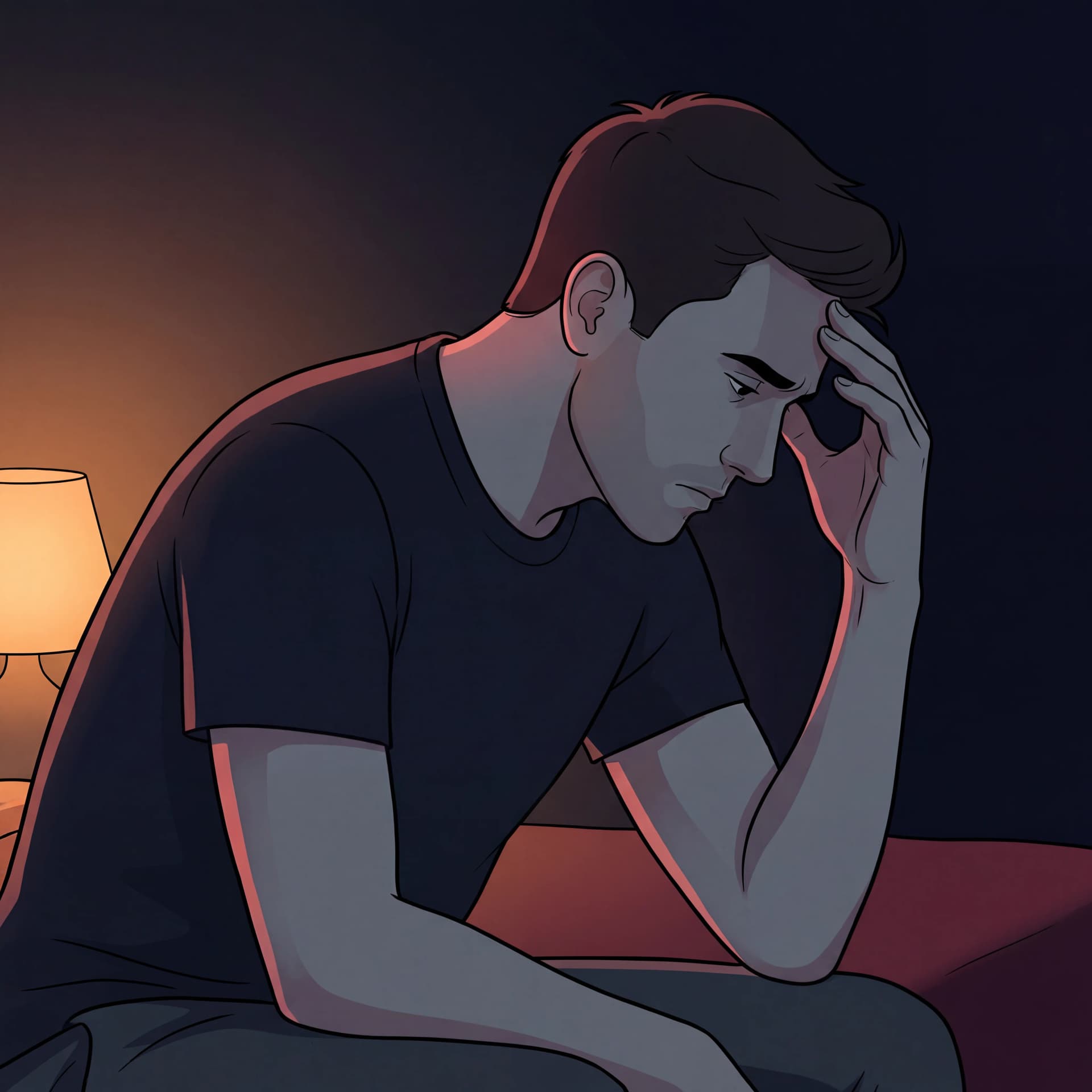 Man stuck in his head with performance anxiety